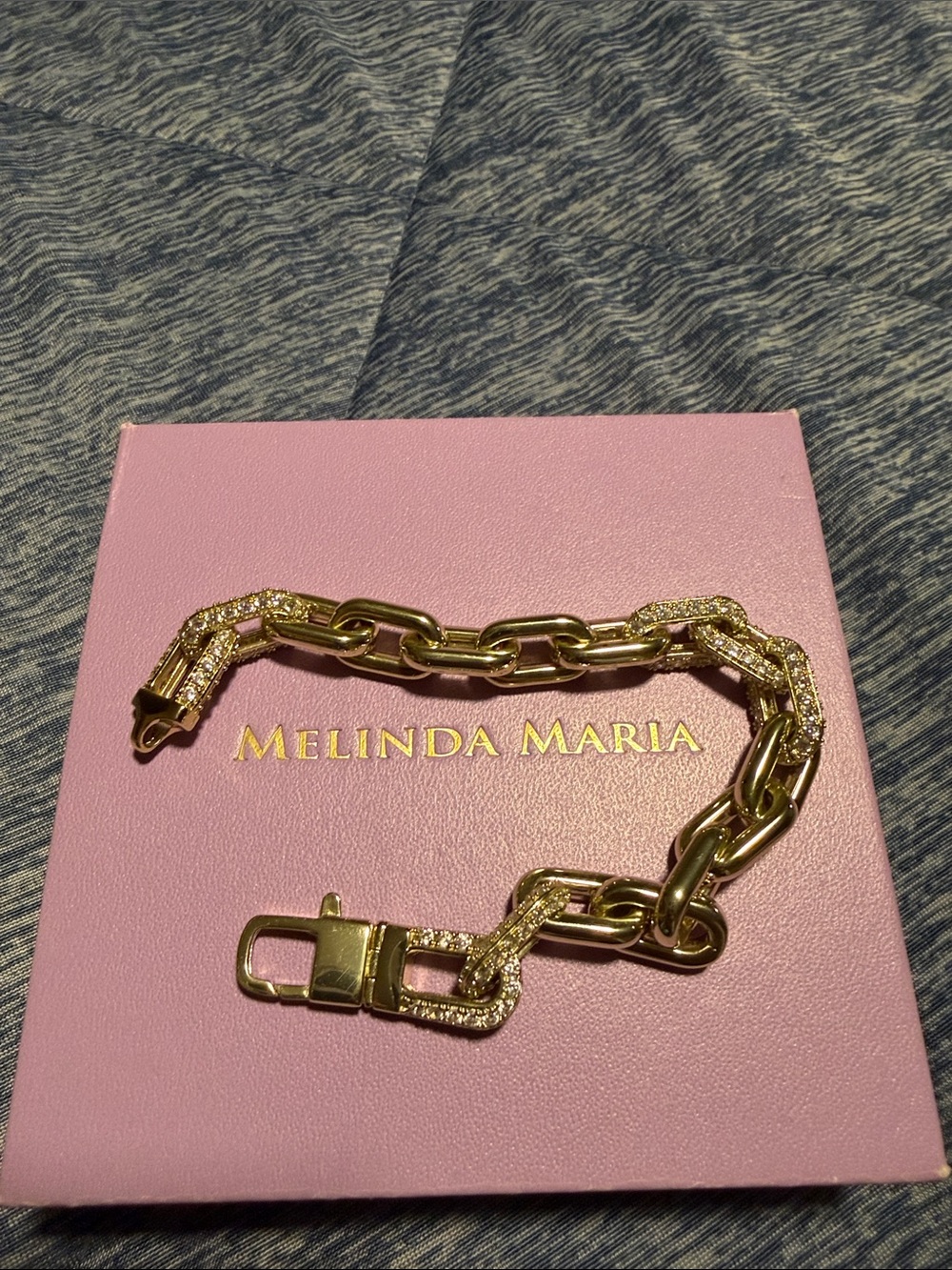 Melinda Maria Gold Crystal Pavé Link Bracelet